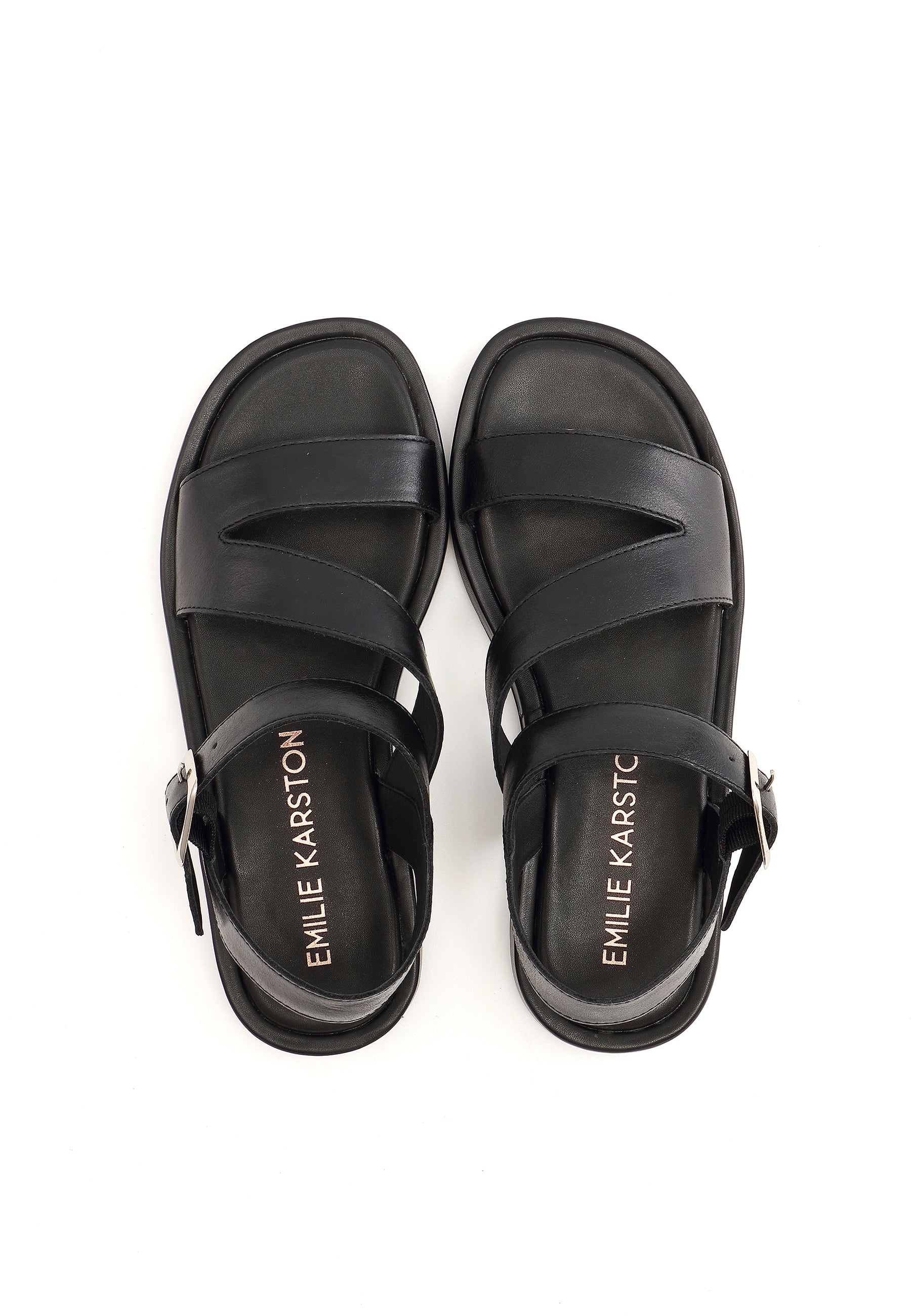 HERA - Sandales Bride Large en Cuir Noir