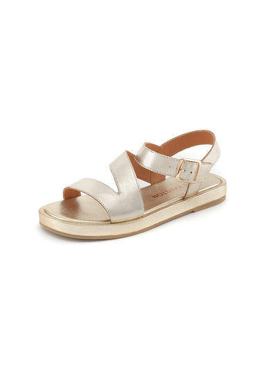 HERA - Sandales Bride Large en Cuir Doré/Platine
