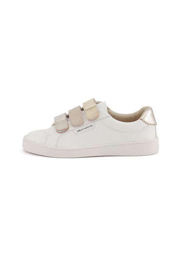 JAX - Basket à scratchs en cuir Blanc/Doré