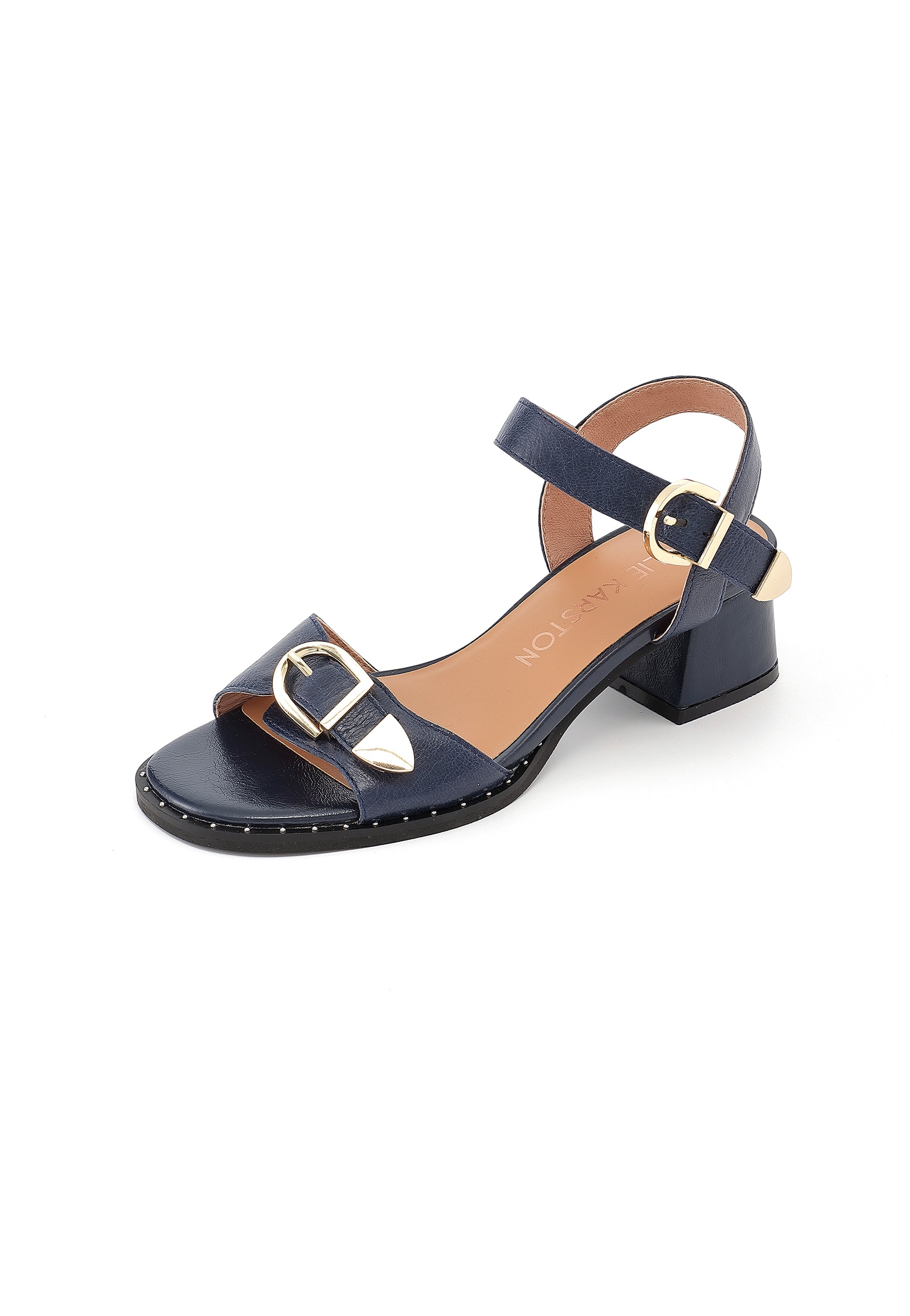 KEITH - Sandales à talons en cuir Marine