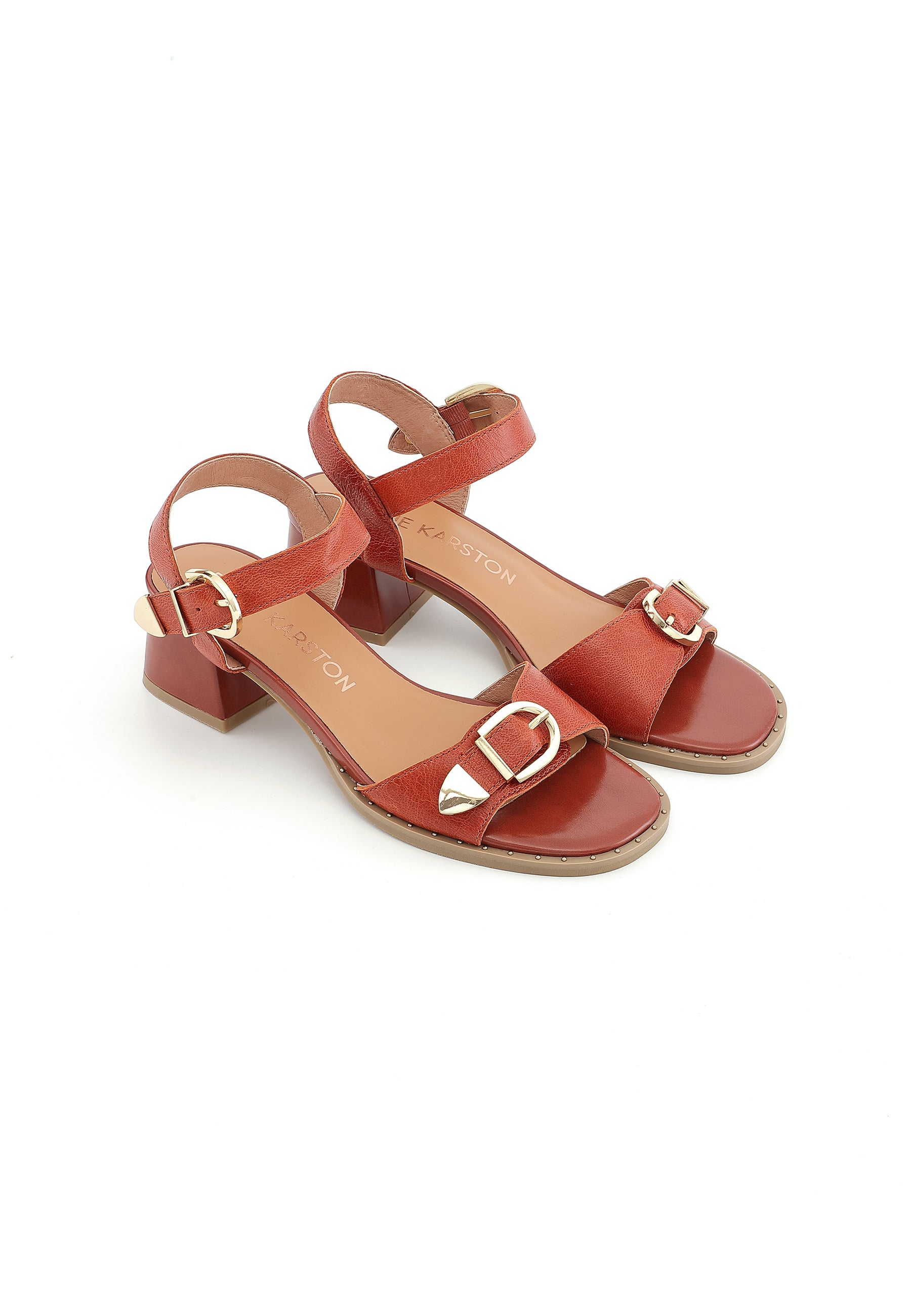 KEITH - Sandales à talons en cuir Orange