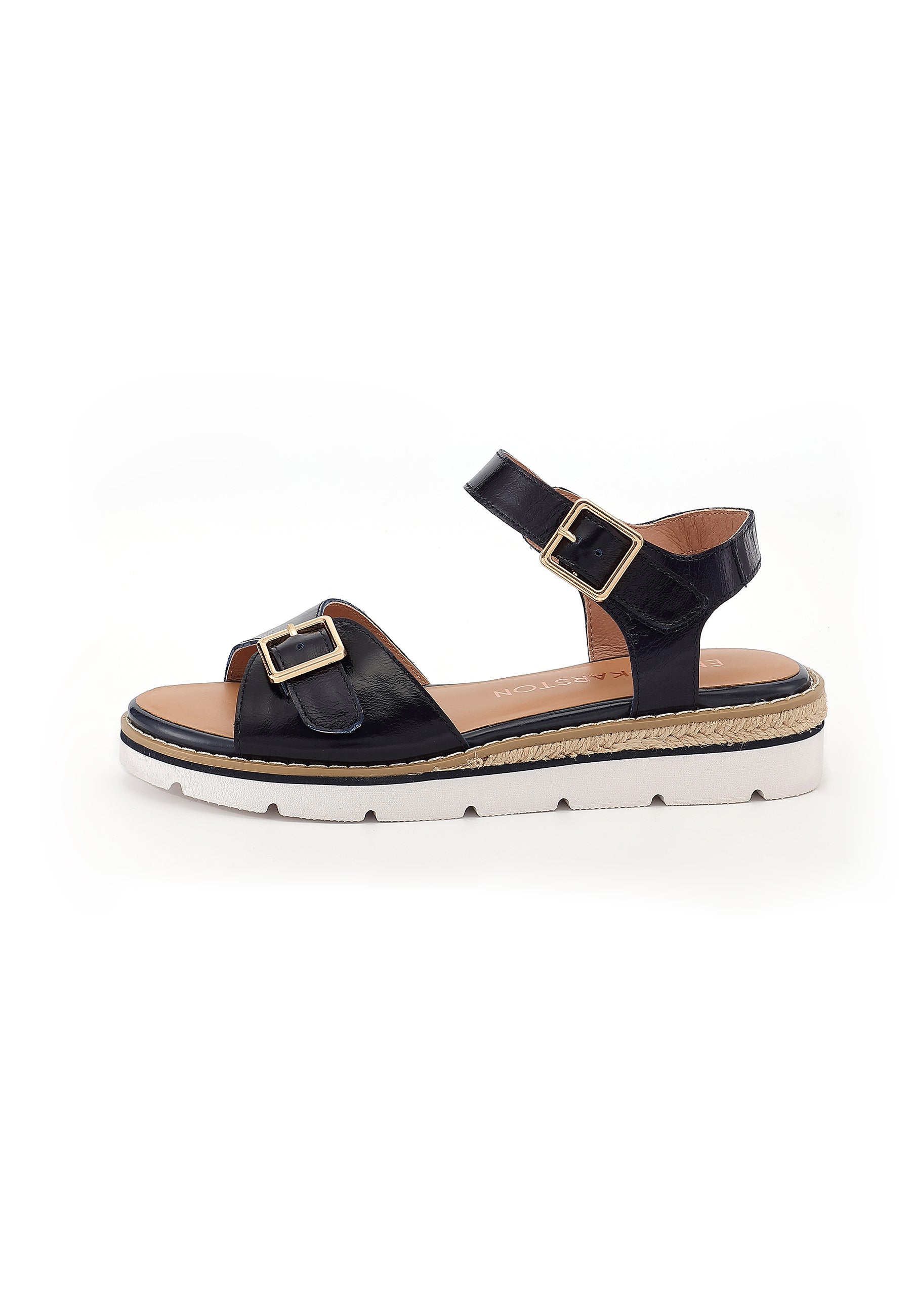 KIKA - Sandales Semelles Blanches en Cuir Marine