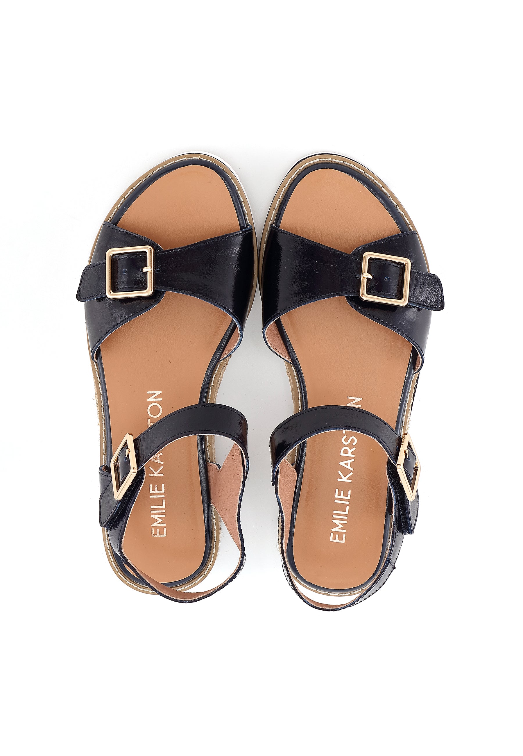 KIKA - Sandales Semelles Blanches en Cuir Marine