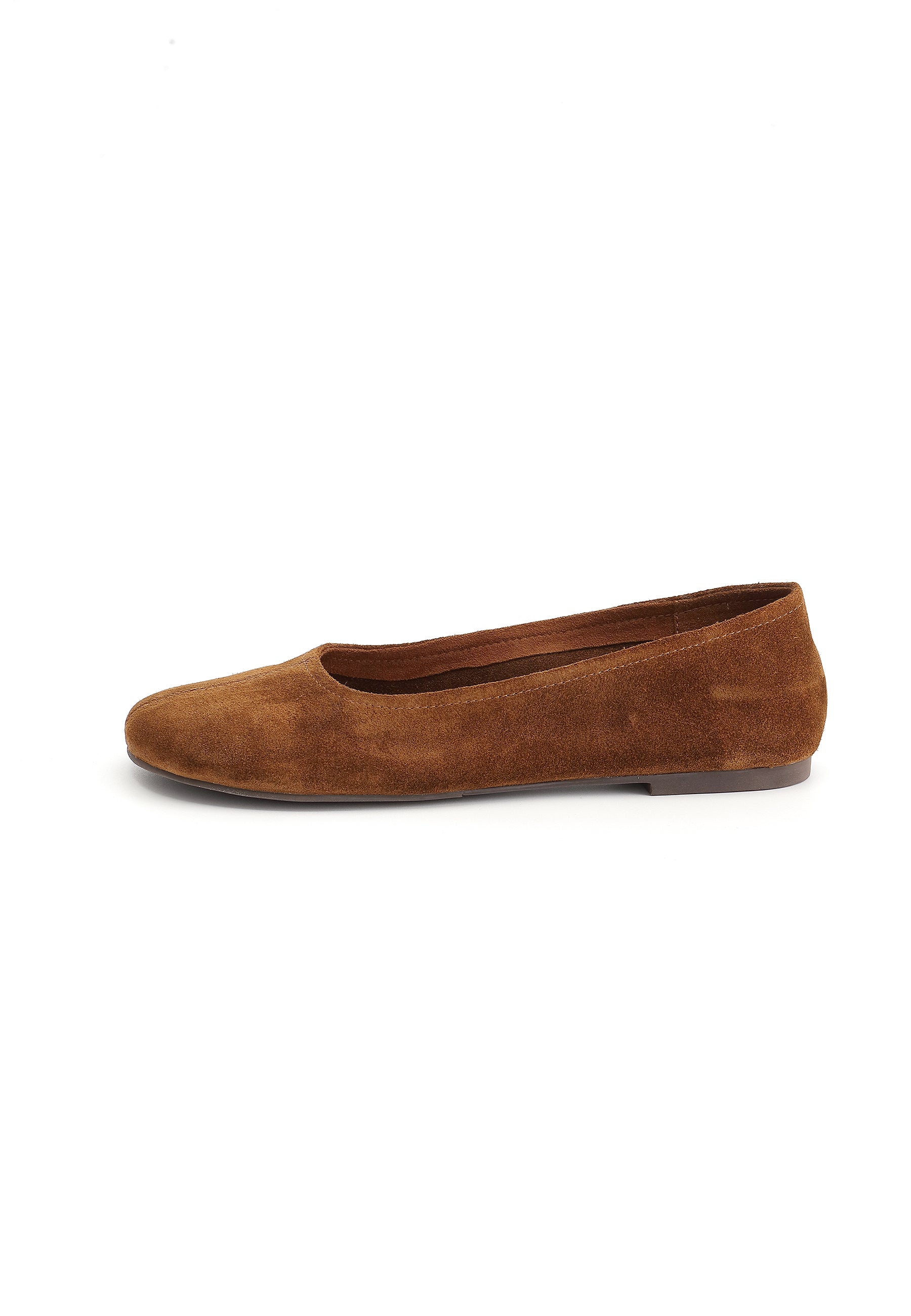 LENA - Ballerine en Cuir Suédé Camel