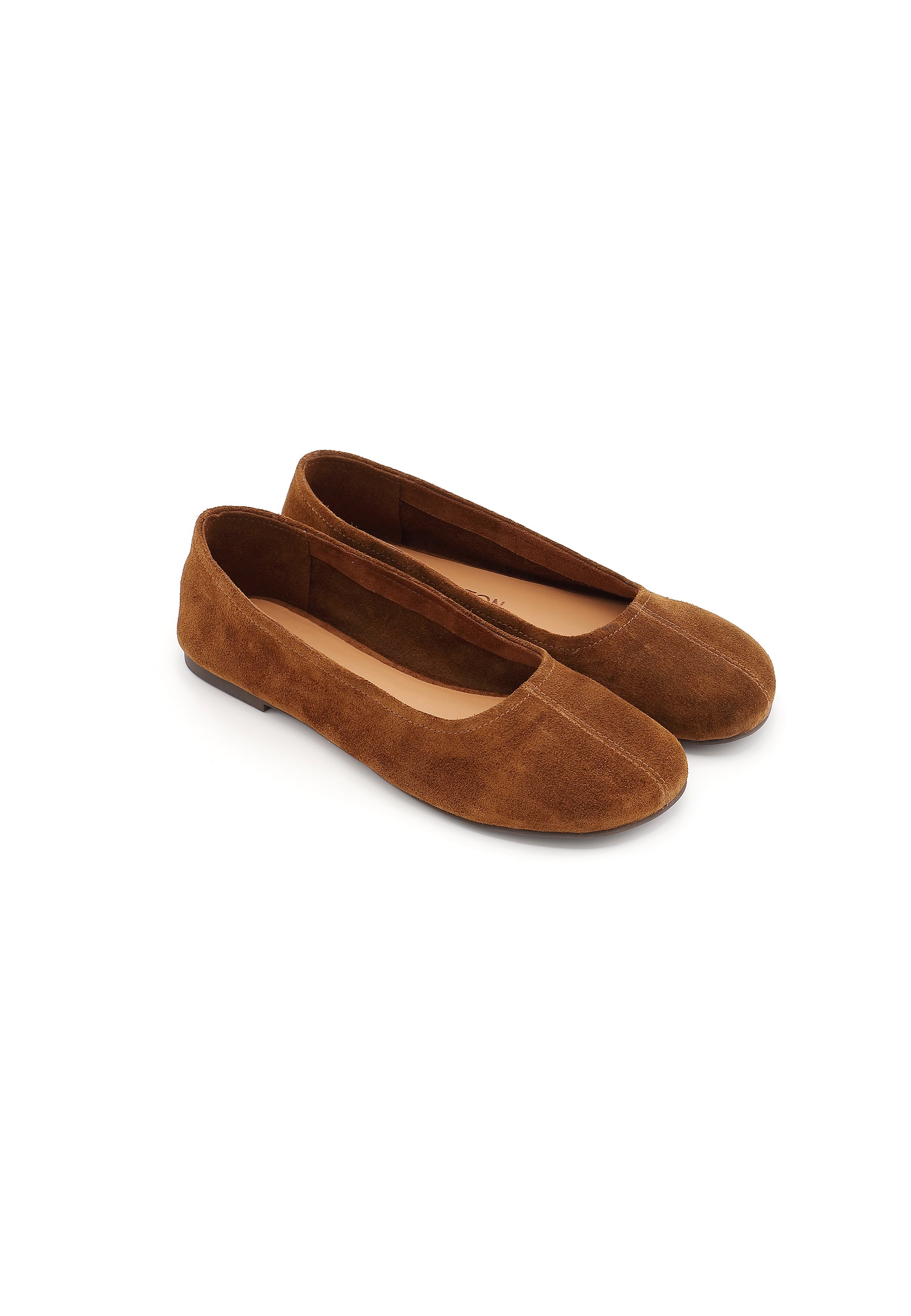 LENA - Ballerine en Cuir Suédé Camel