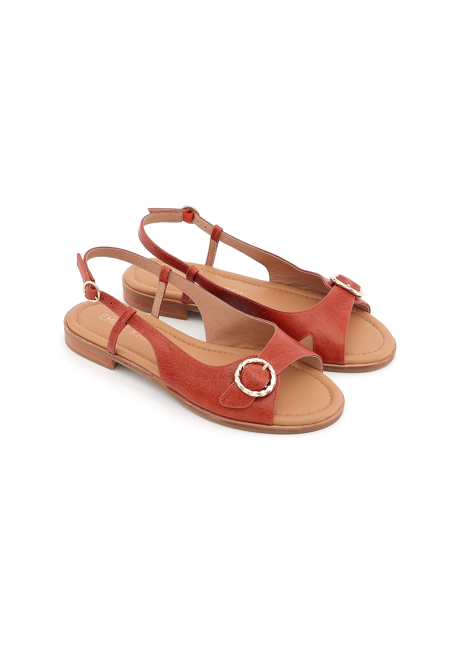 LENNON - Sandales en Cuir Orange Sanguine