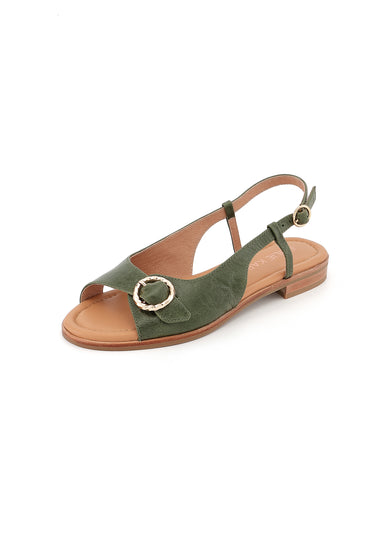 LENNON - Sandales en Cuir Vert Kaki