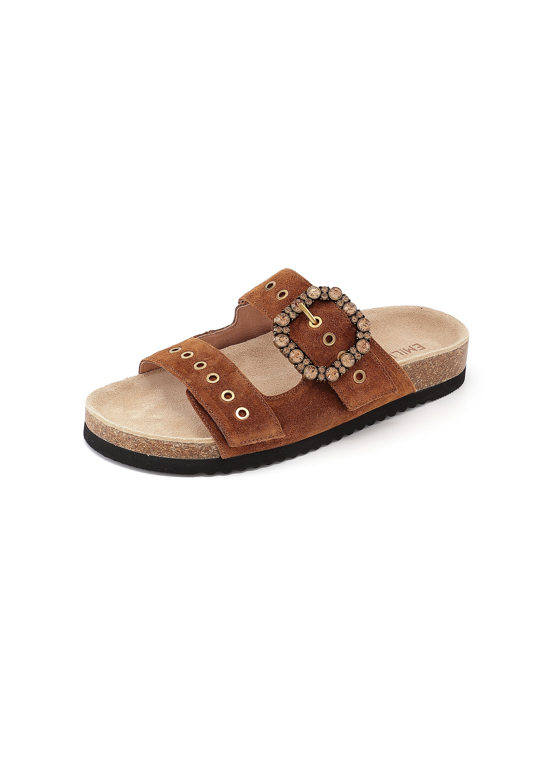 LUNA - Mules Fantaisies en cuir Marron/Cognac