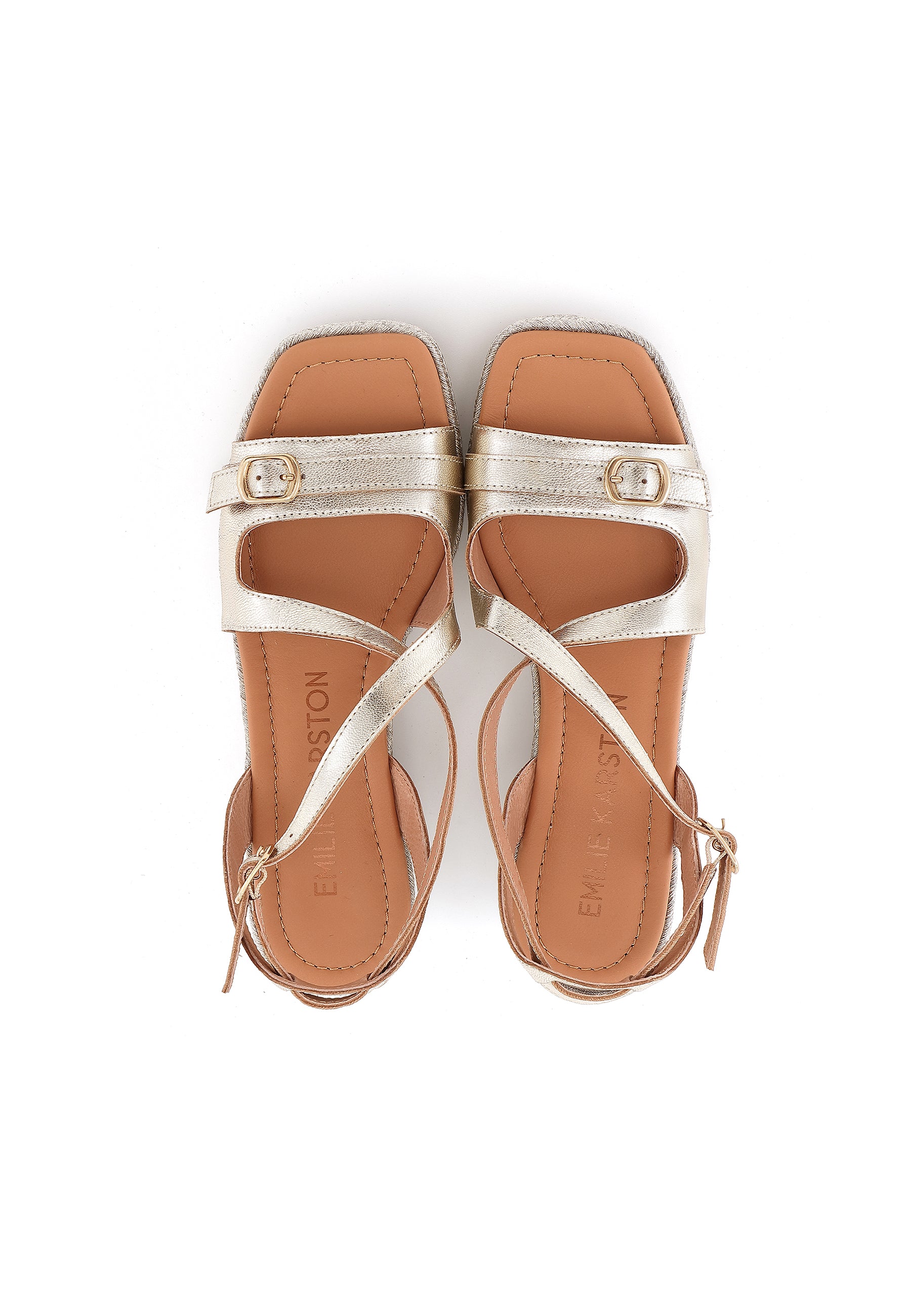 NAPOLIE - Sandales Compensées en Cuir Or/Platine
