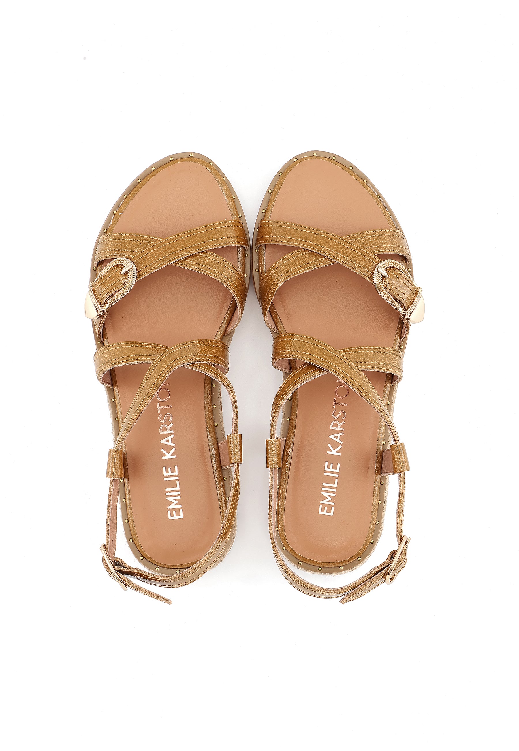 NINA - Sandales à Plateforme en Cuir Camel