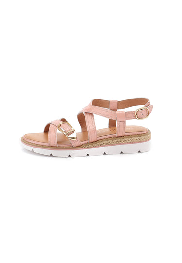 NINA - Sandales à Plateforme en Cuir Rose poudré