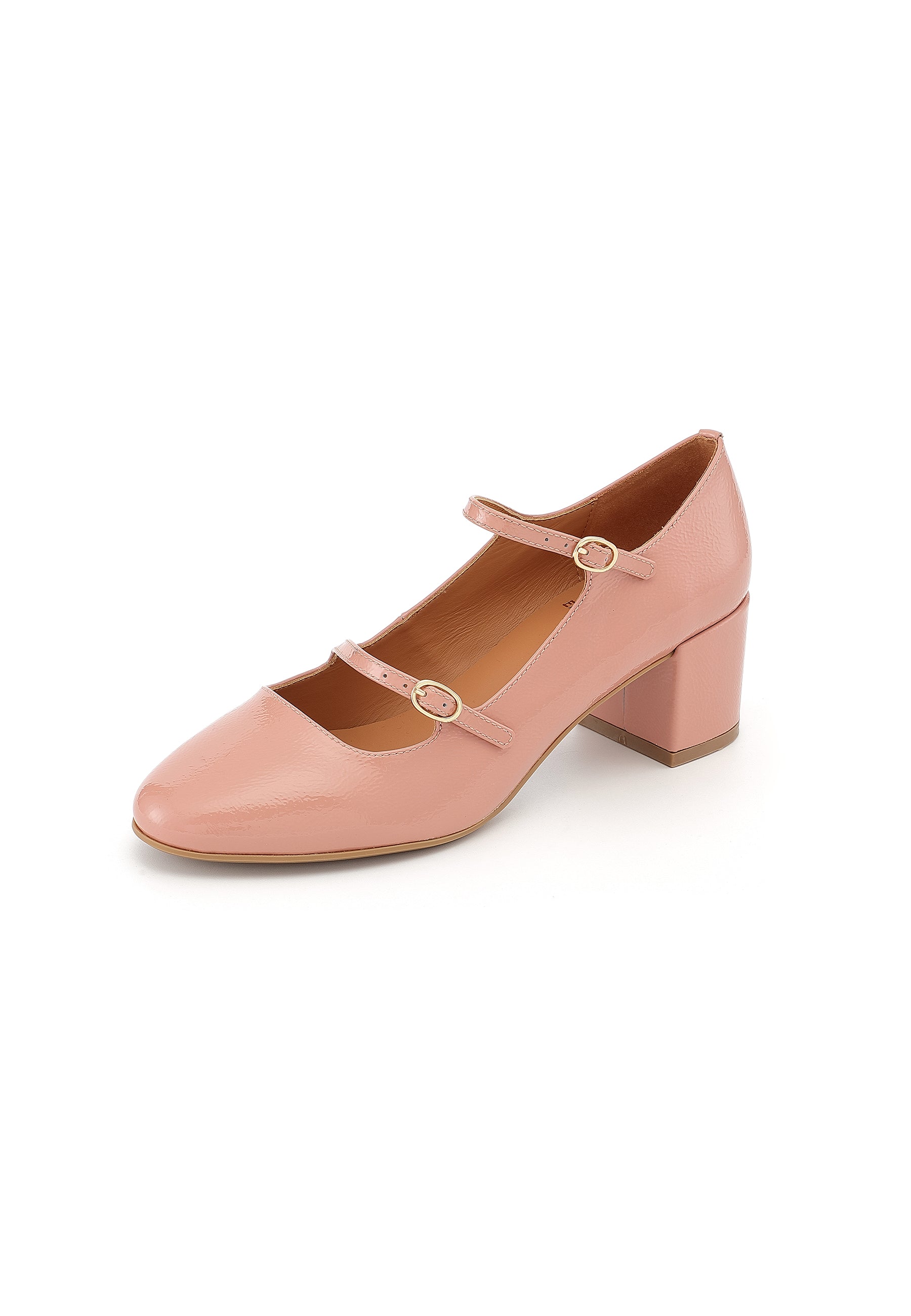 PIVOINE - Escarpins en cuir verni rose