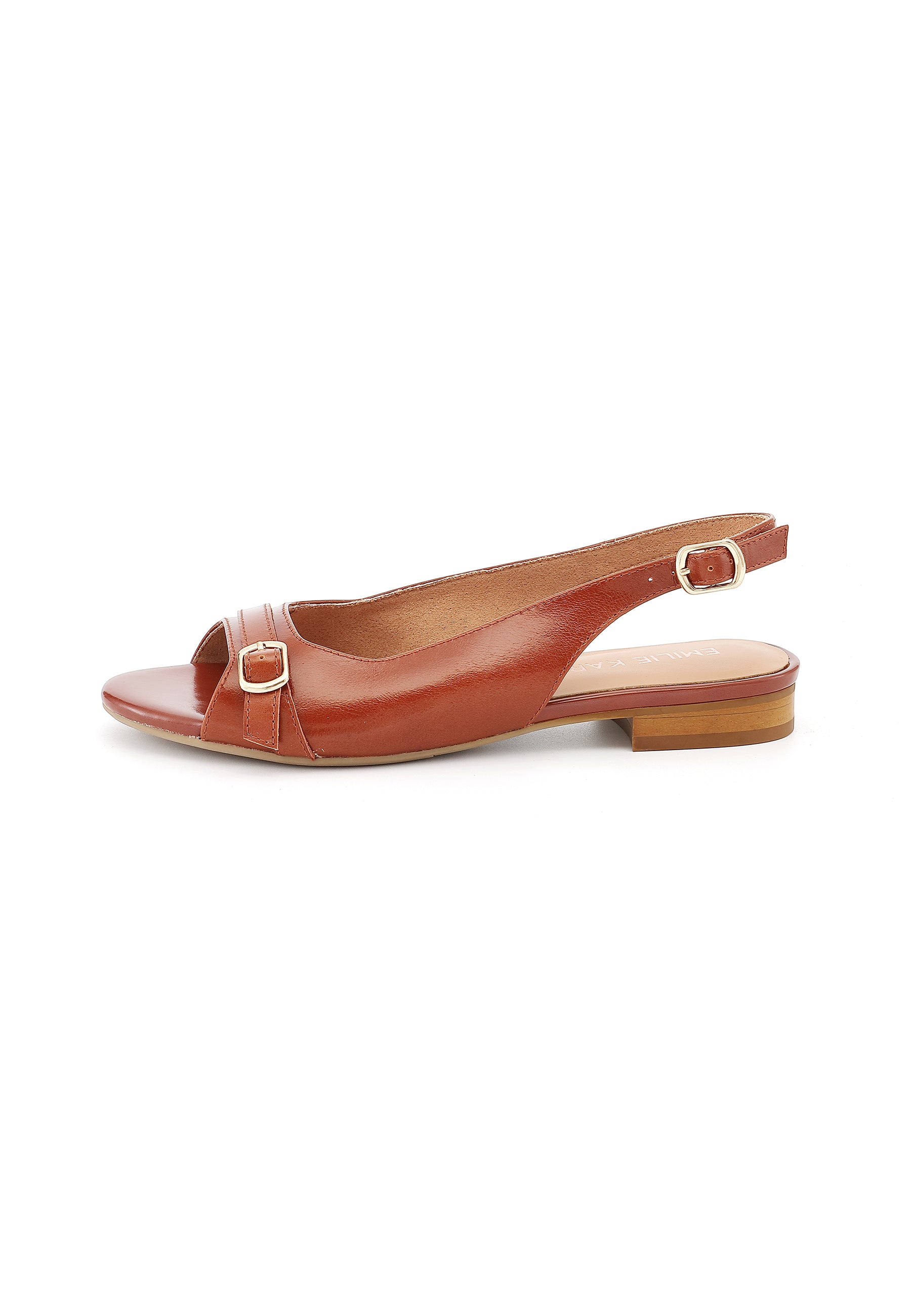 SIENNA - Sandales Talons Plats en Cuir Marron