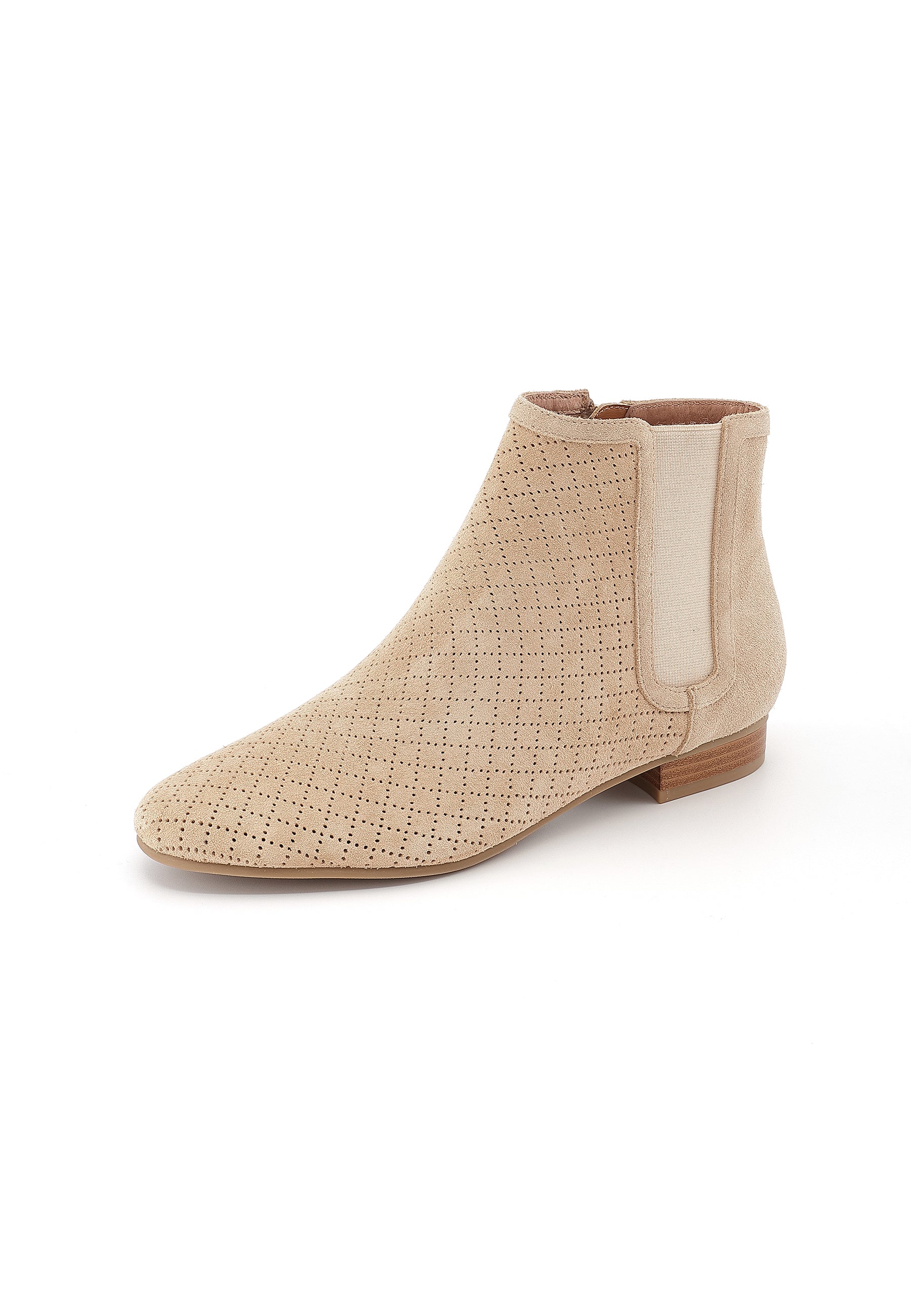 SOLARA - Bottines en cuir ajouré Beige