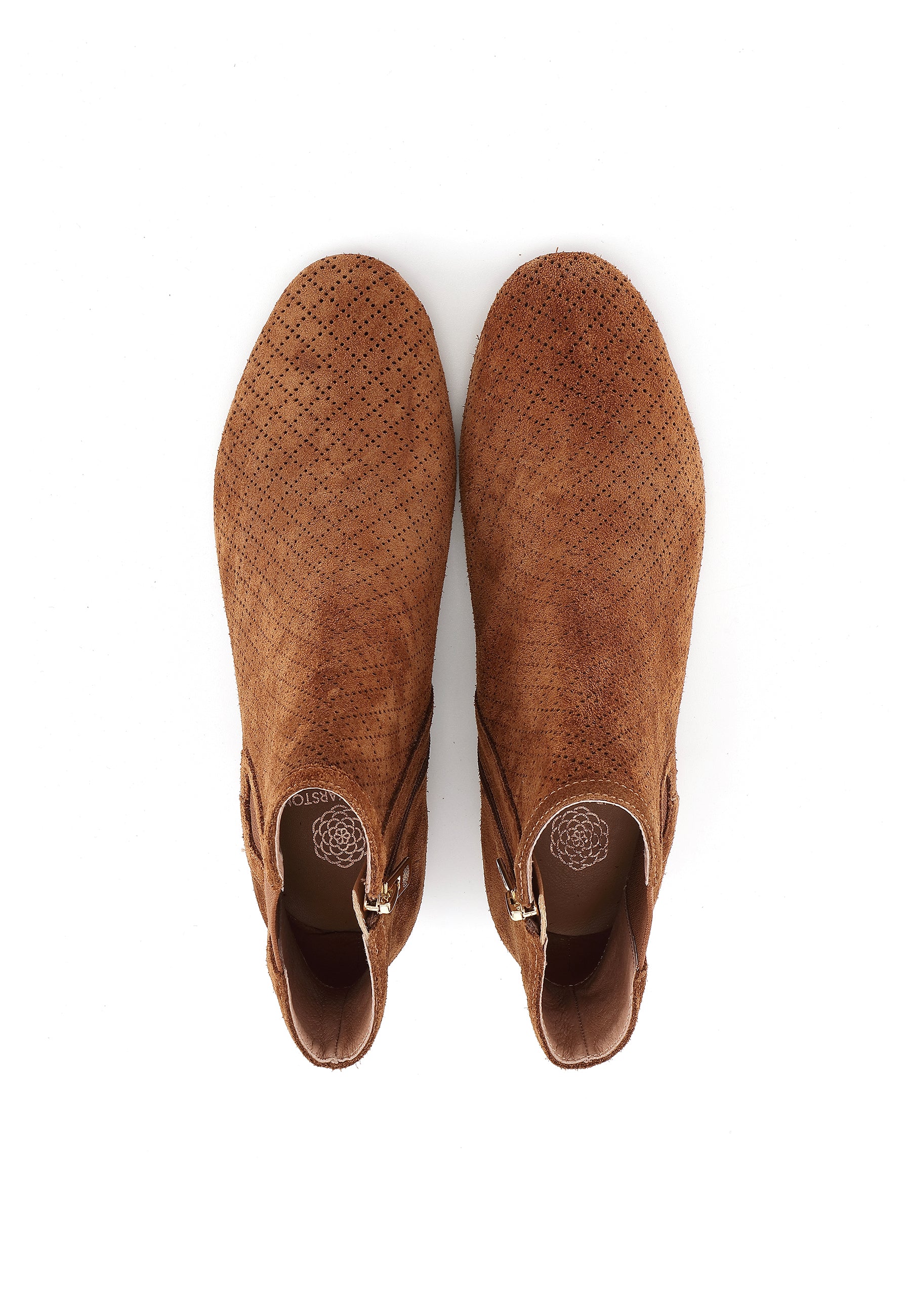 SOLARA - Bottines en cuir ajouré Marron Cognac