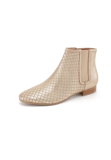 SOLARA - Bottines en cuir ajouré Or