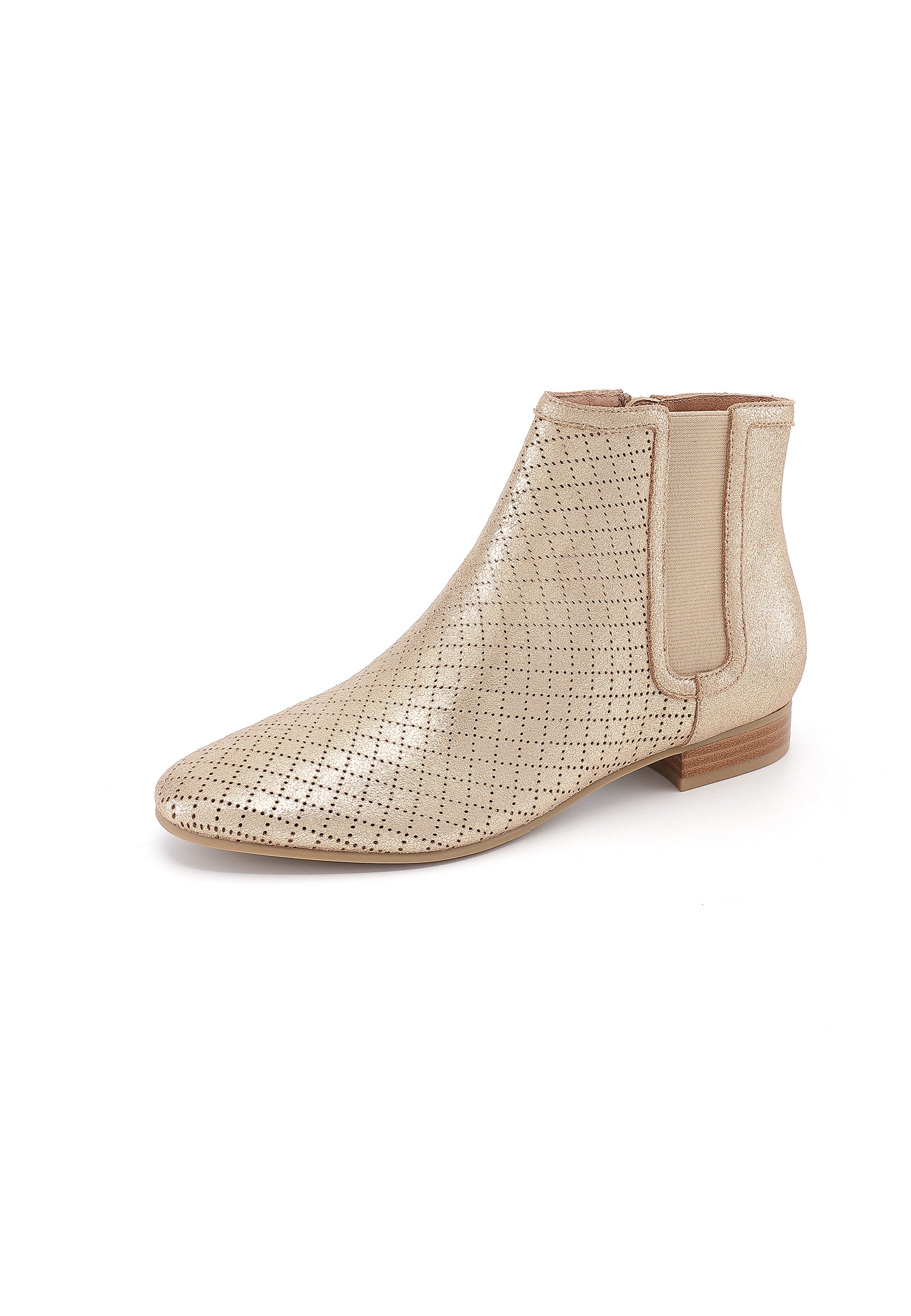 SOLARA - Bottines en cuir ajouré Or