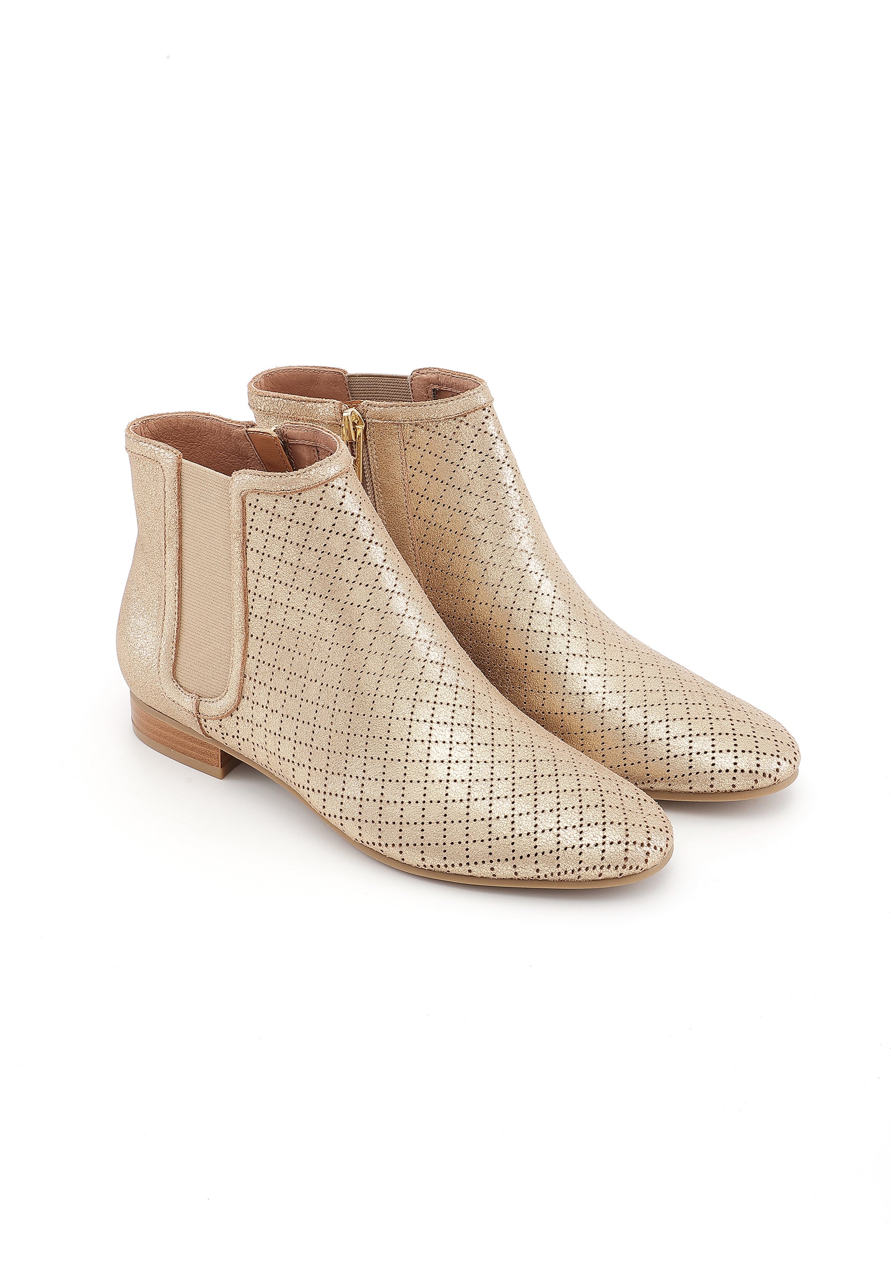 SOLARA - Bottines en cuir ajouré Or