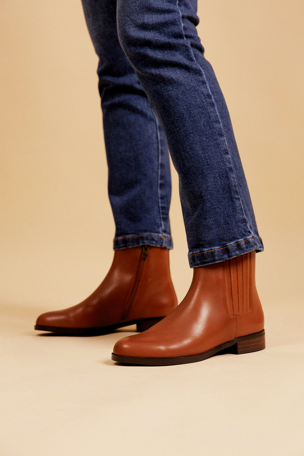 SAGE - COGNAC ANKLE BOOTS