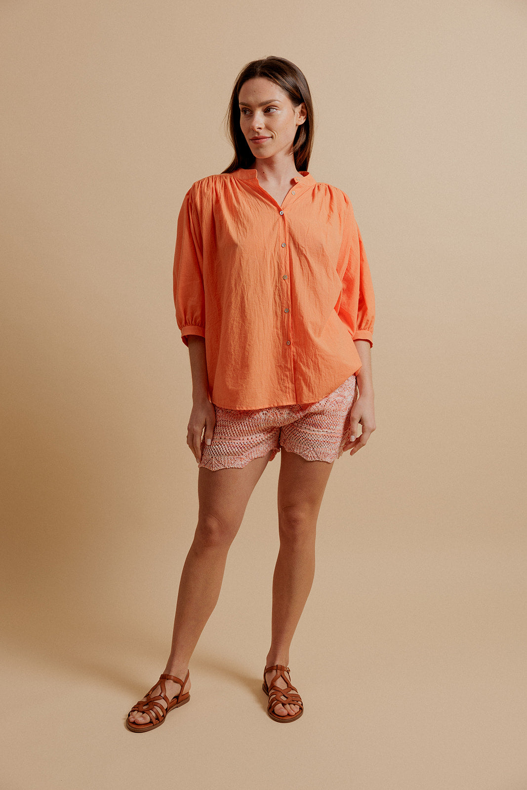 AUBE OVERSIZED SHIRT - ORANGE