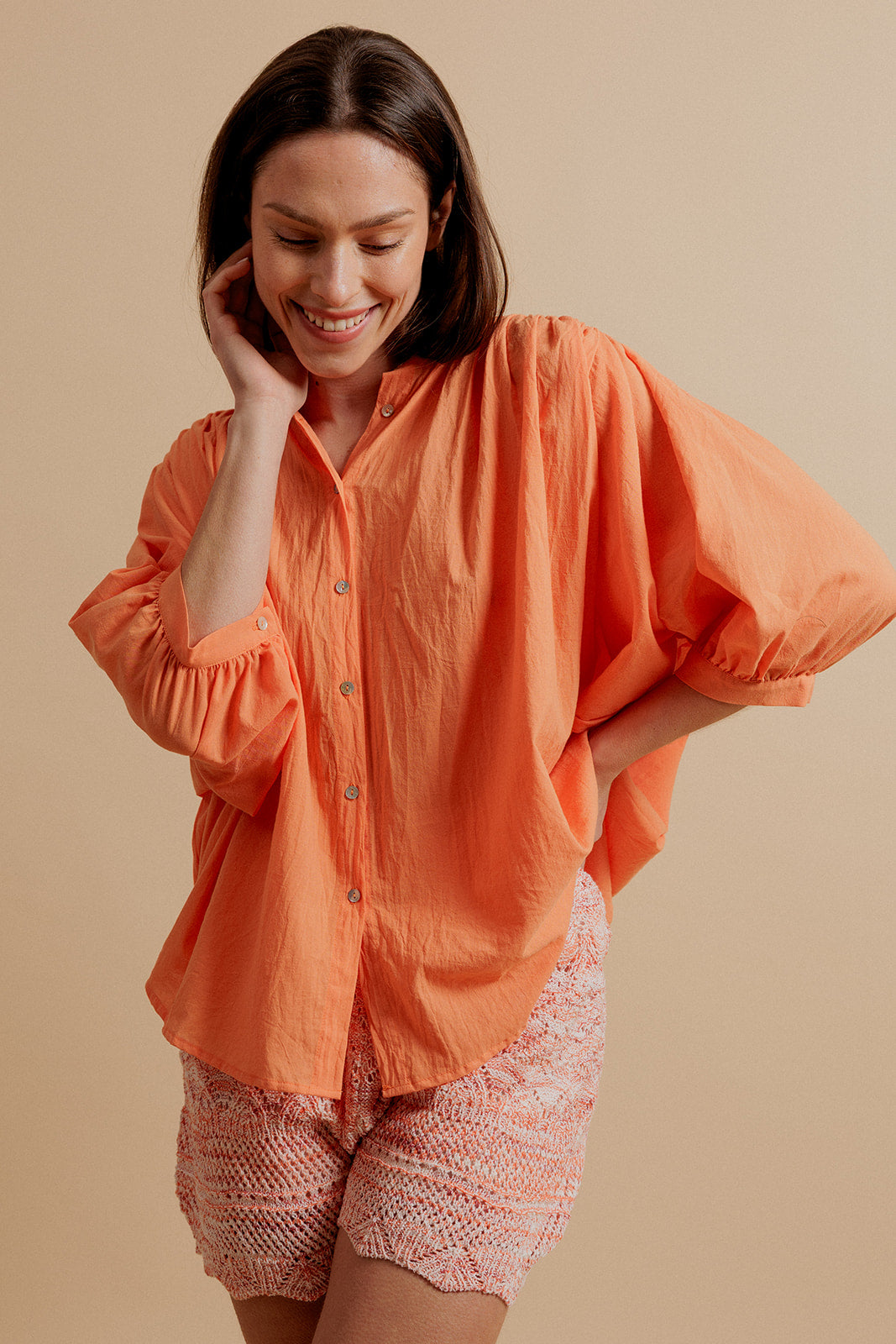 AUBE OVERSIZED SHIRT - ORANGE