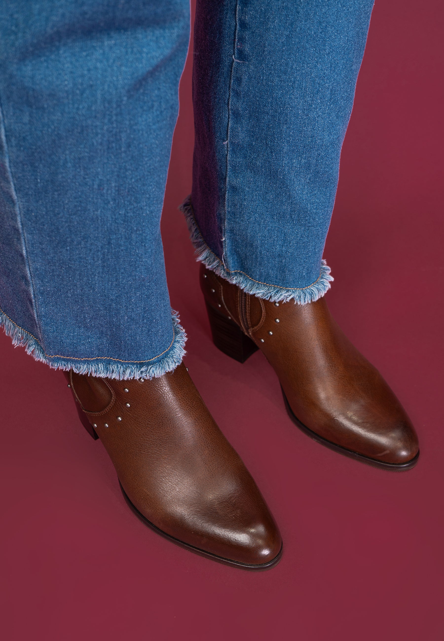BOTTINES ARMOISE - MARRON LISSE