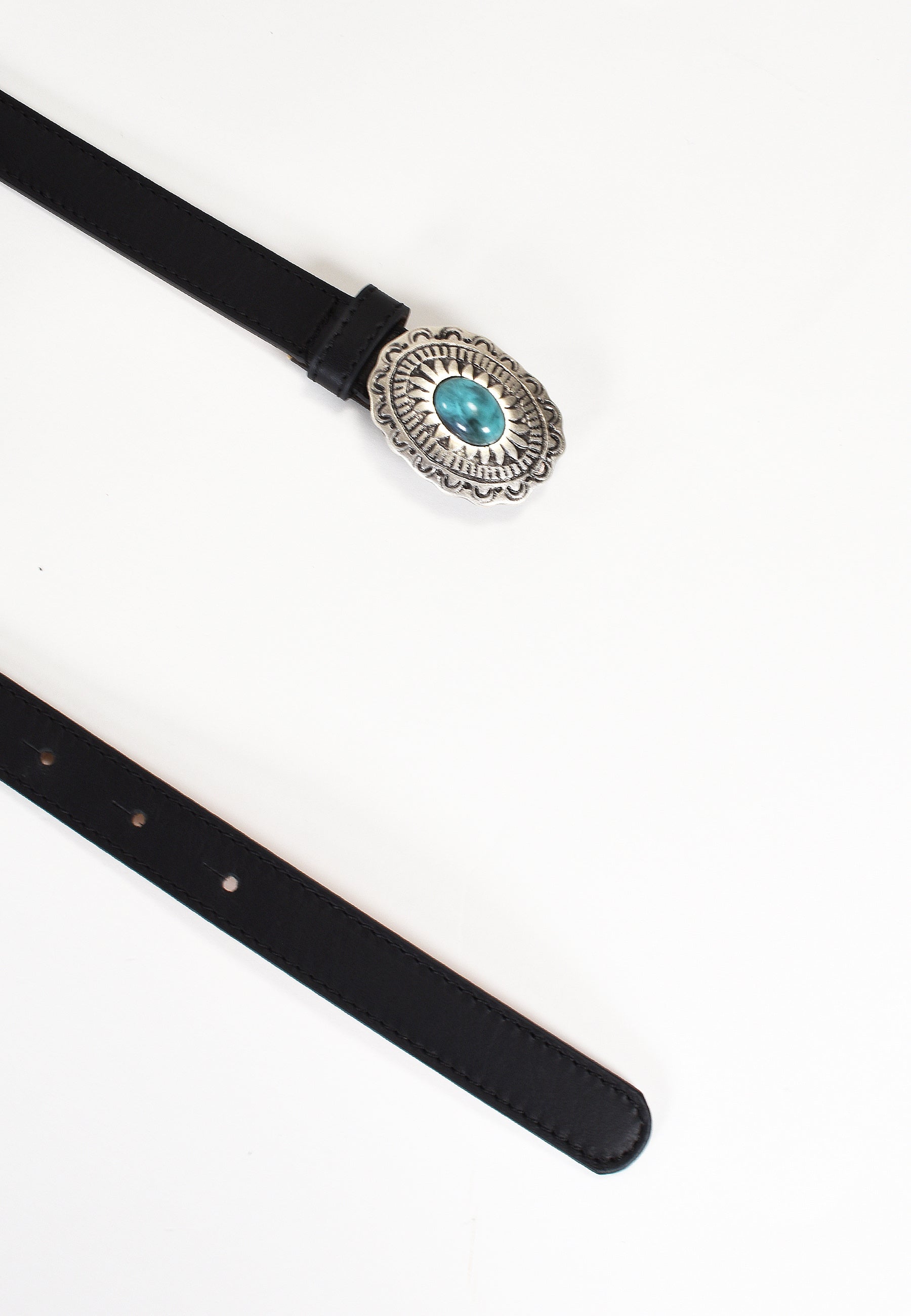 ELYRA - Ceinture Noire Fine En Cuir Femme