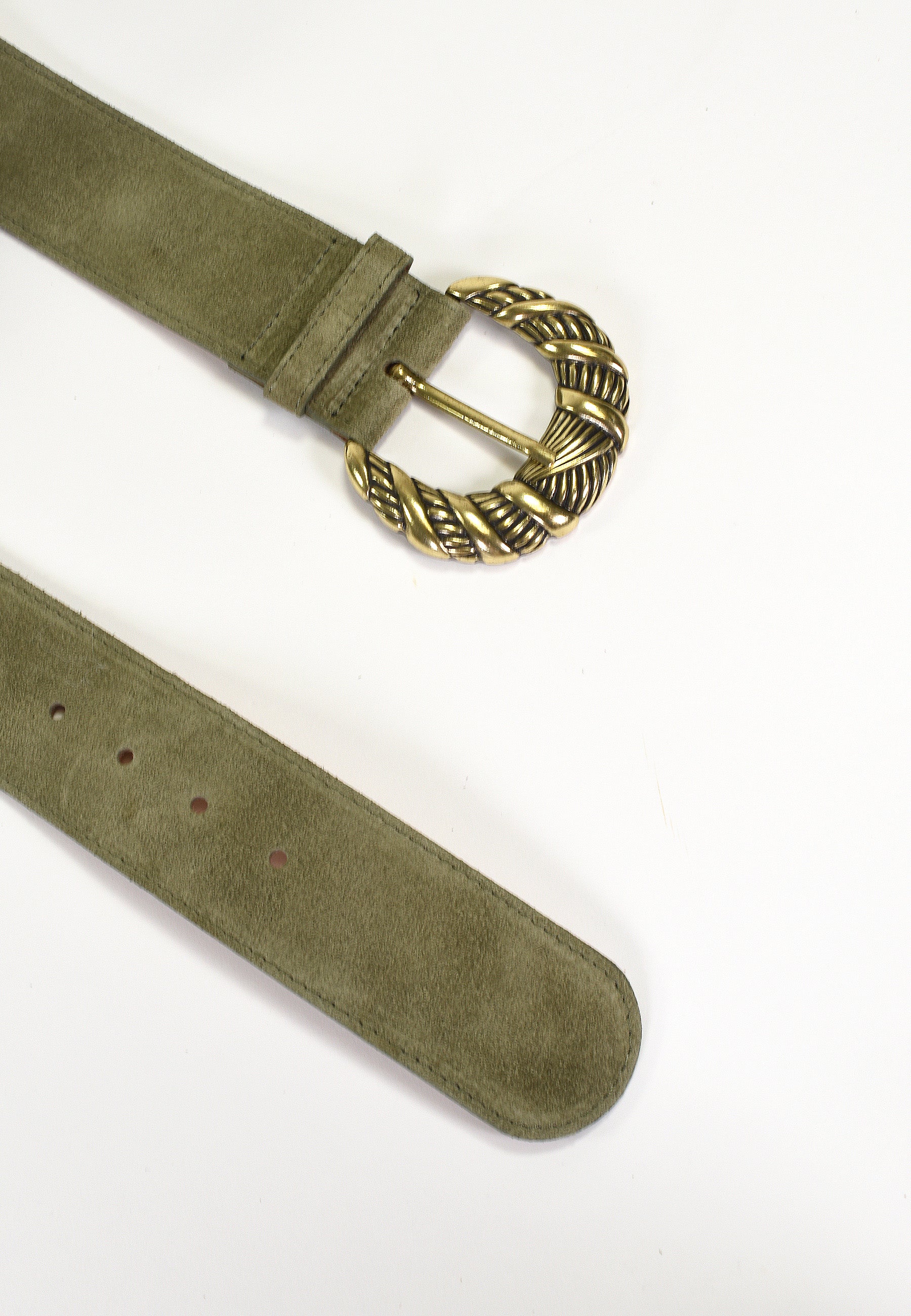 NÉORA- Ceinture Kaki en Cuir Femme