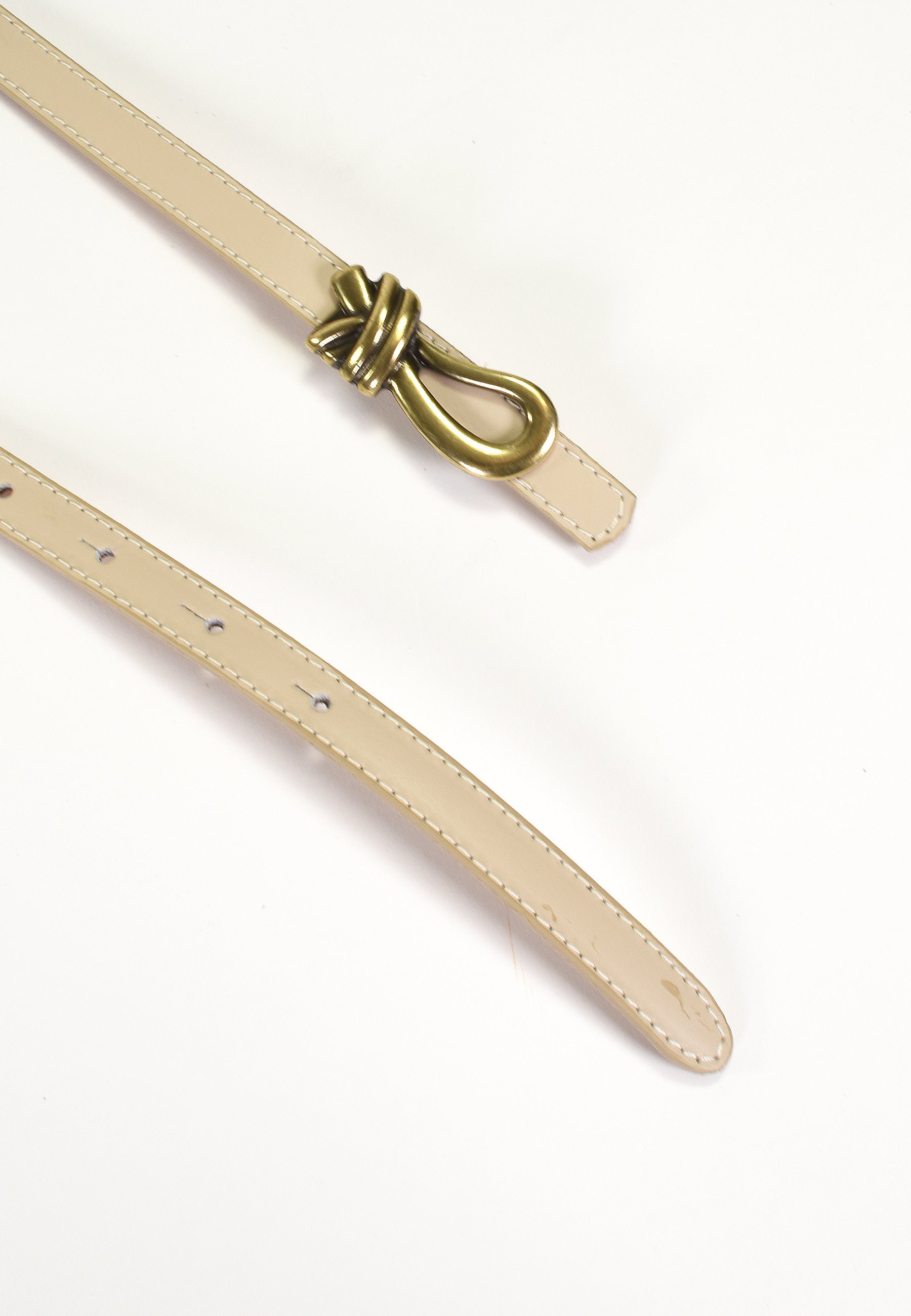 ADÉLIS - Ceinture Beige Fine En Cuir Femme