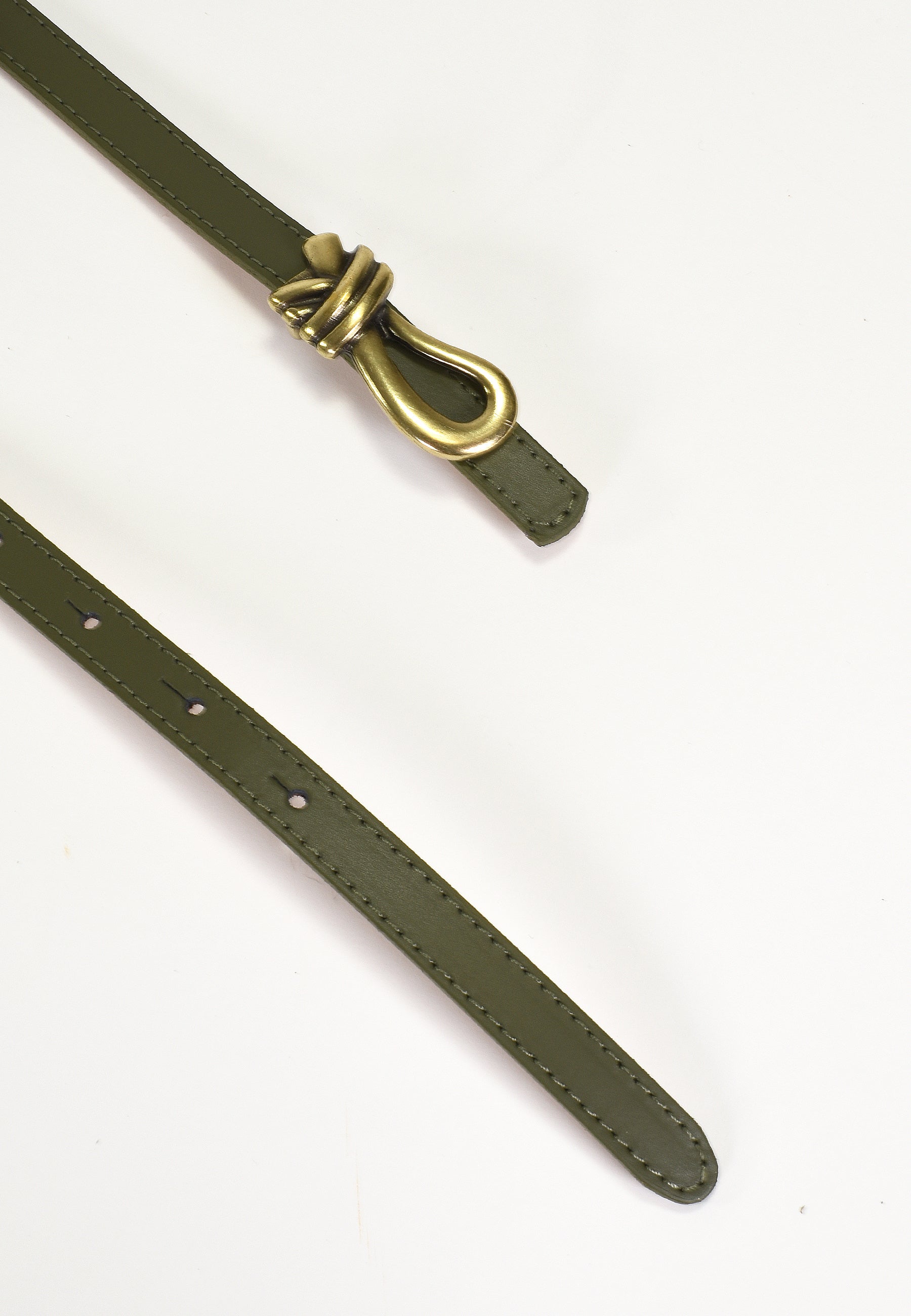 ADÉLIS - Ceinture Kaki Fine En Cuir Femme