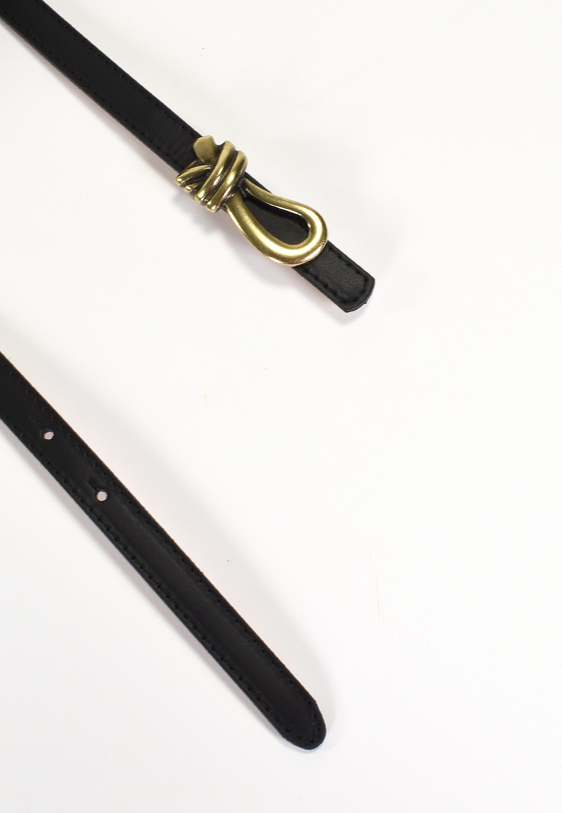 ADÉLIS - Ceinture Noire Fine En Cuir Femme