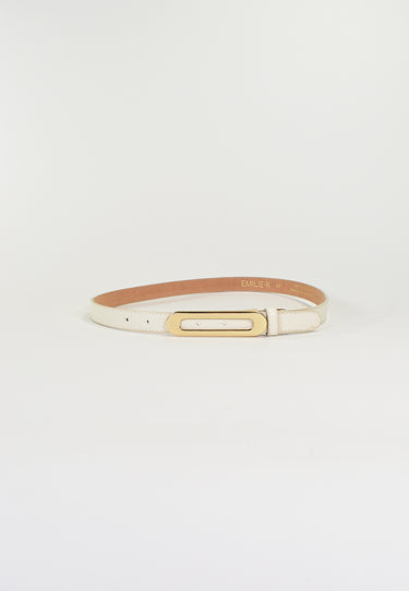 NOÉLY - Ceinture Écru Fine En Cuir Femme