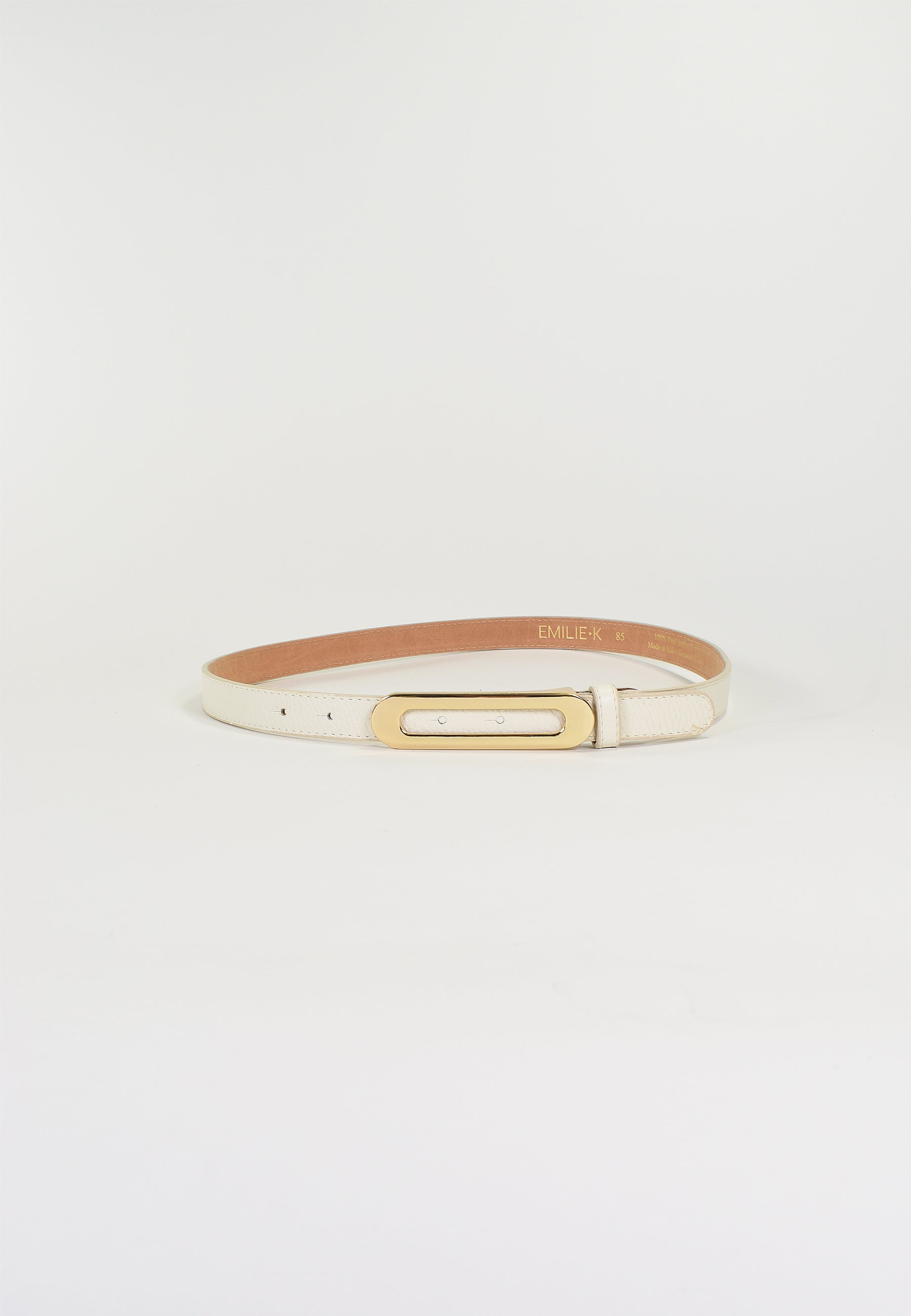 NOÉLY - Ceinture Écru Fine En Cuir Femme