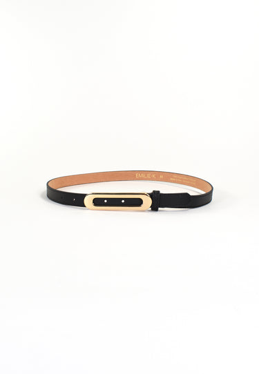 NOÉLY - Ceinture Noire Fine En Cuir Femme