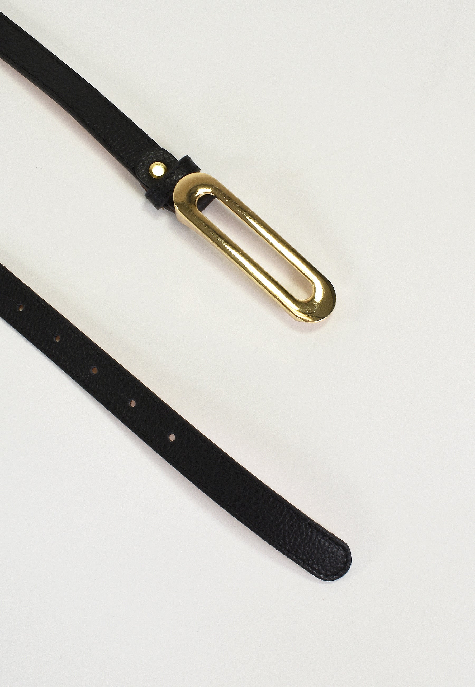 NOÉLY - Ceinture Noire Fine En Cuir Femme