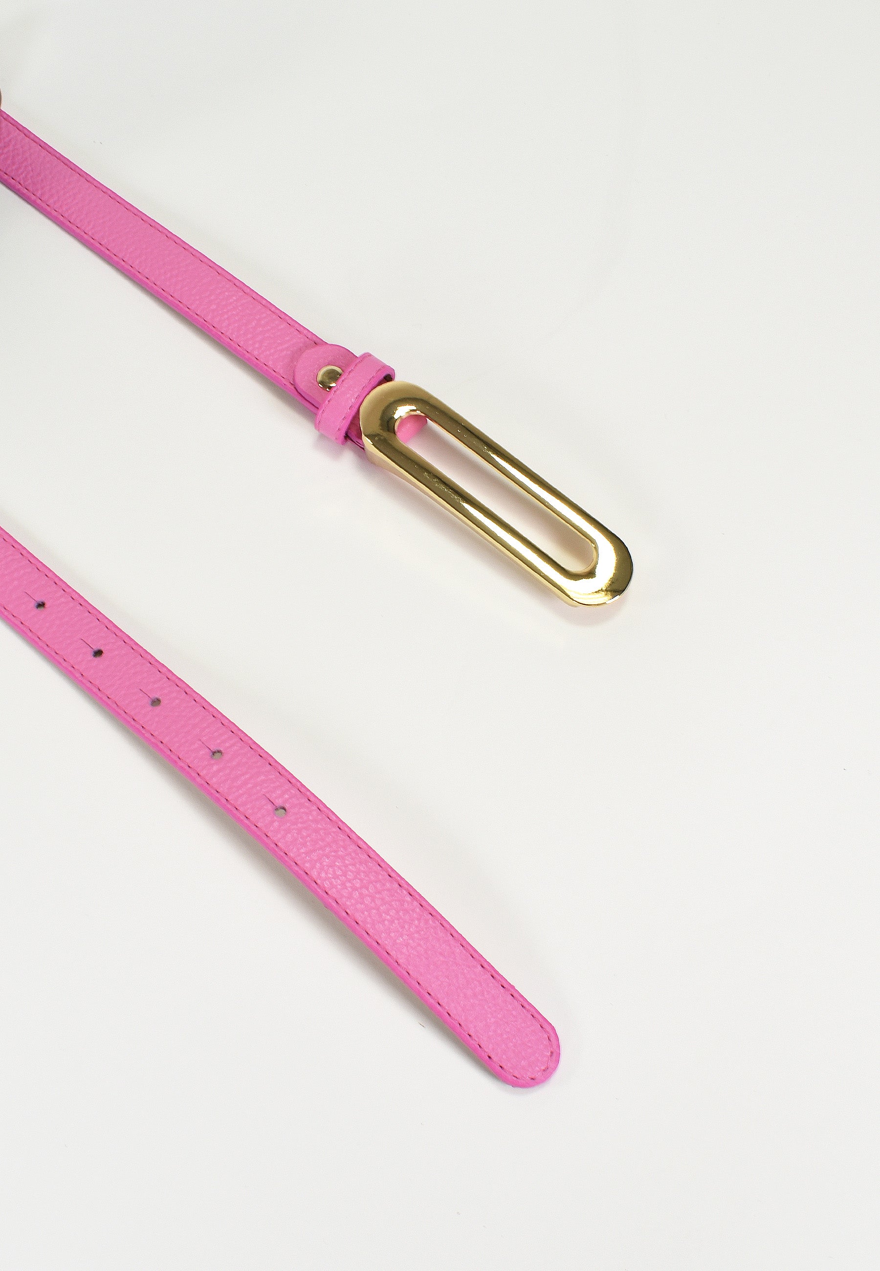NOÉLY - Ceinture Rose Fine En Cuir Femme