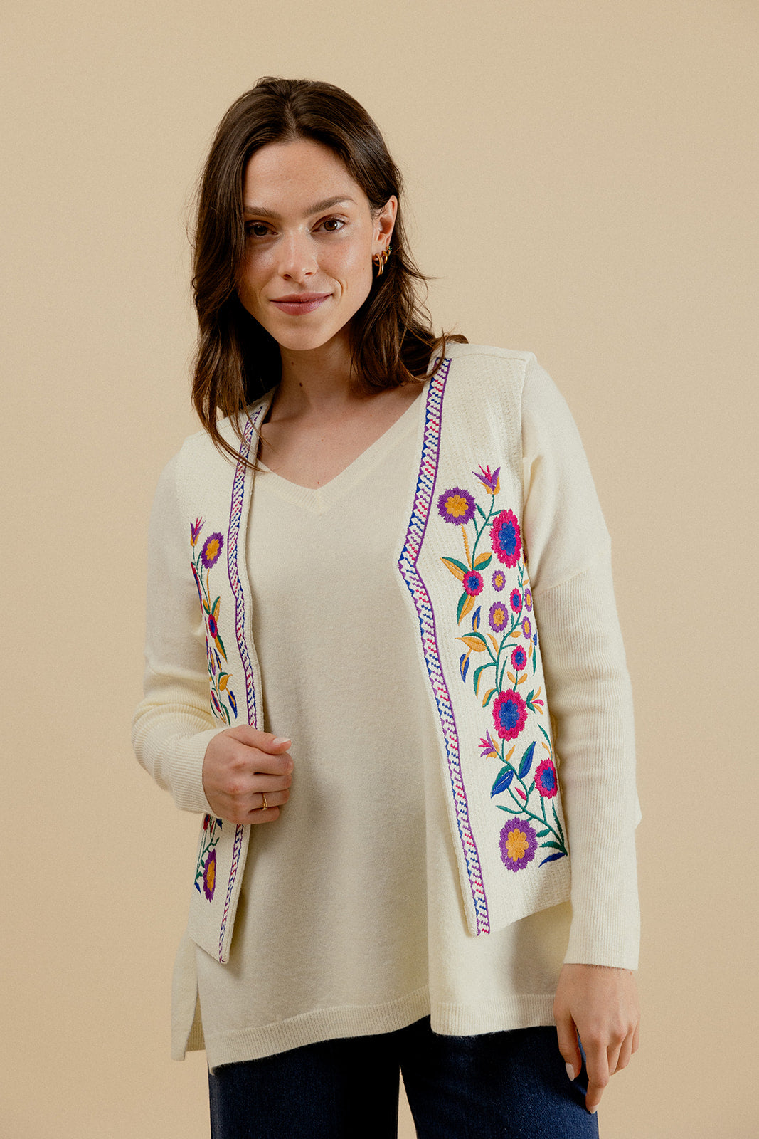 VESTE CELESTE - ÉCRU