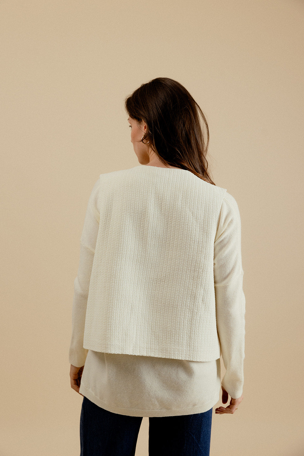 VESTE CELESTE - ÉCRU