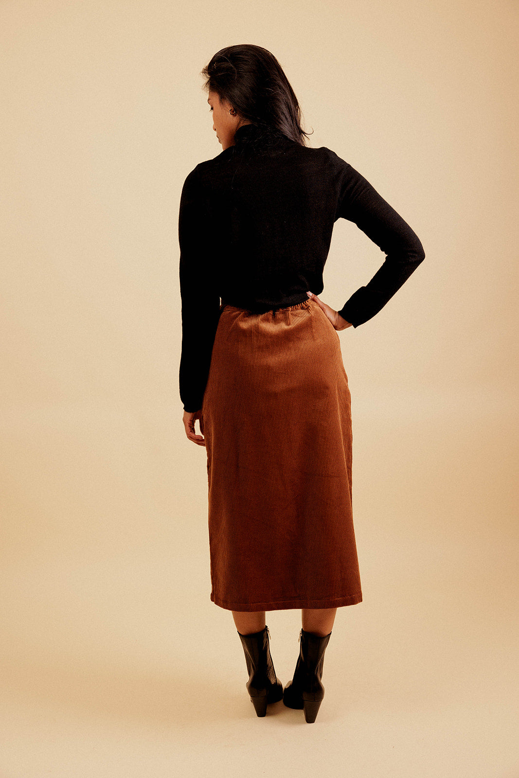 DOMITILLE VELVET SKIRT - CAMEL
