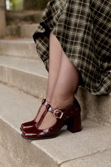 FELICITY - Escarpins Rétro Vernis Bordeaux
