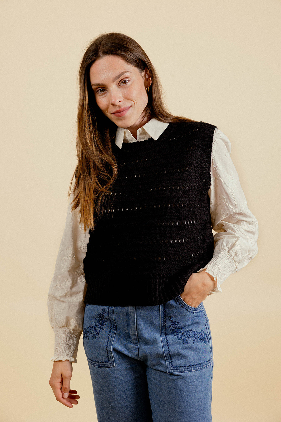 PULL SANS MANCHE EDOUANE - NOIR