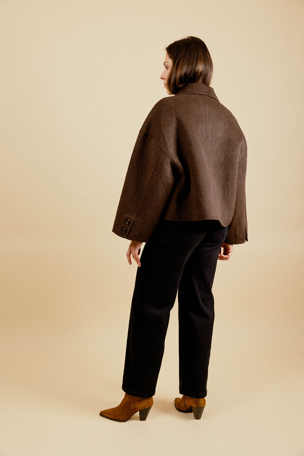 MANTEAU COURT EMY - MARRON