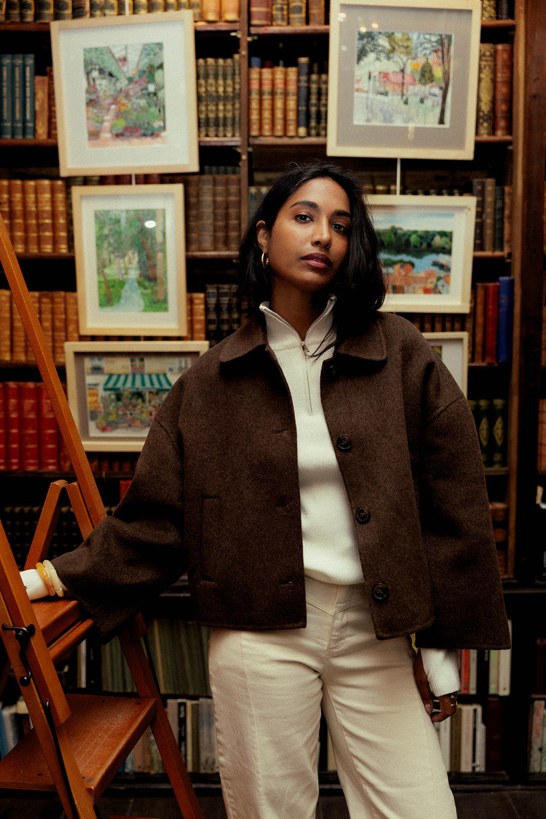 MANTEAU COURT EMY - MARRON