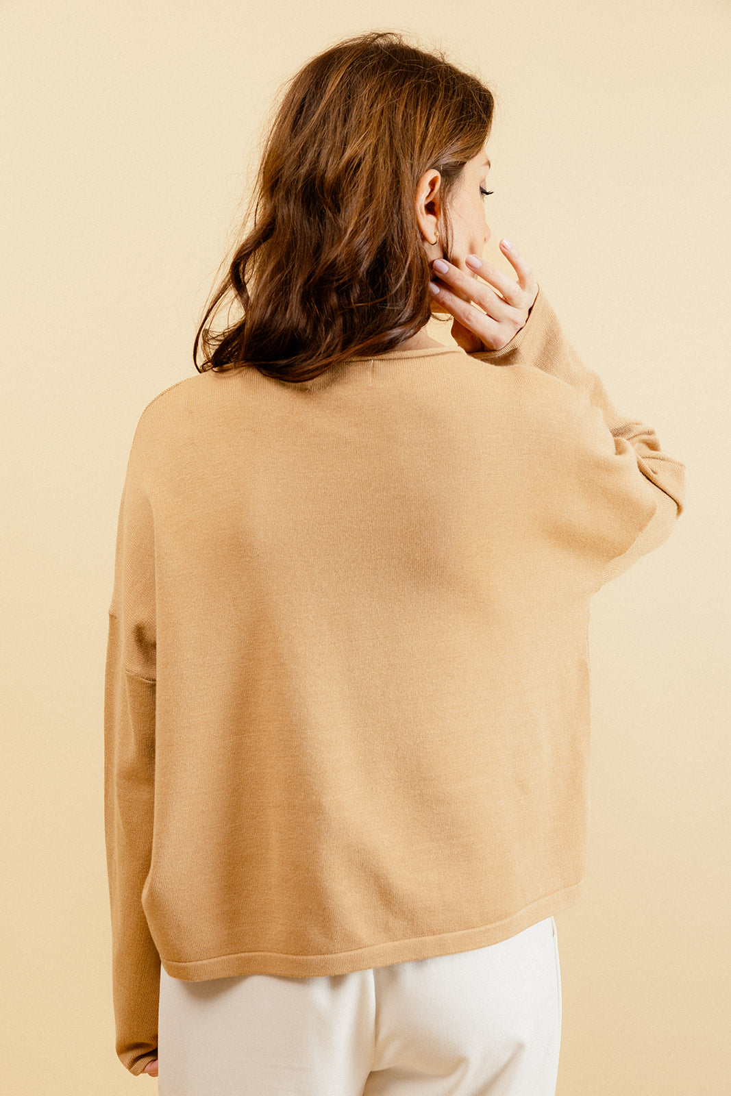 GERMAIN - Gilet Tabac Fin à Manches Longues