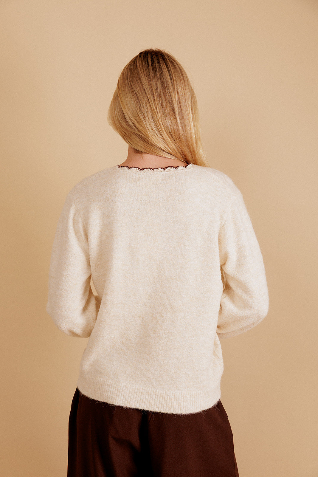 PULL COL V ELORIA - ÉCRU