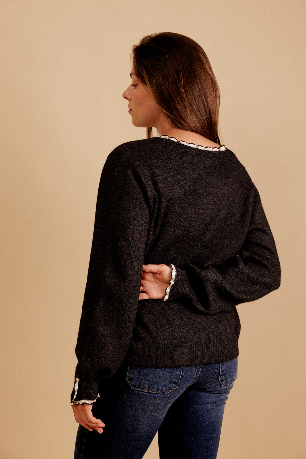 PULL COL V ELORIA - NOIR