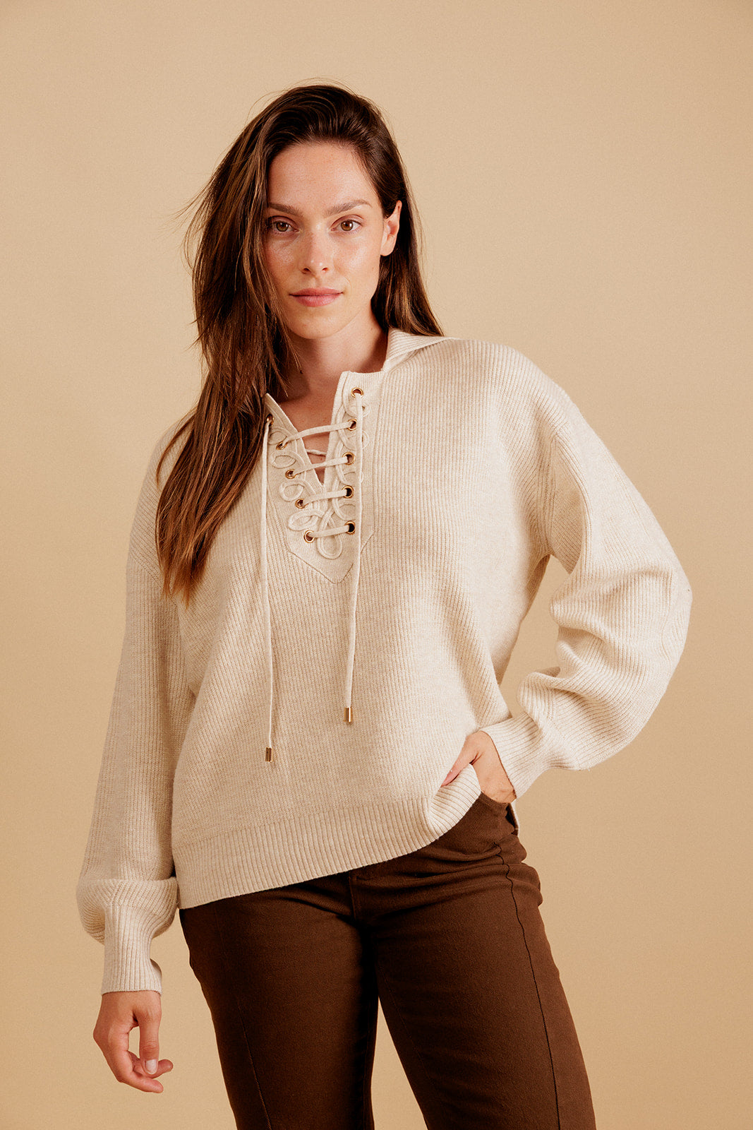 PULL CAMIONNEUR ALHÉNA - ÉCRU