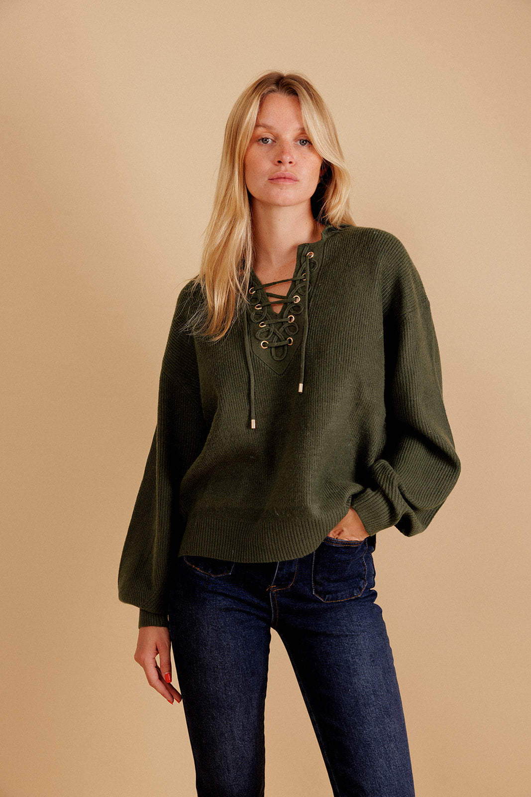 PULL CAMIONNEUR ALHÉNA - KAKI