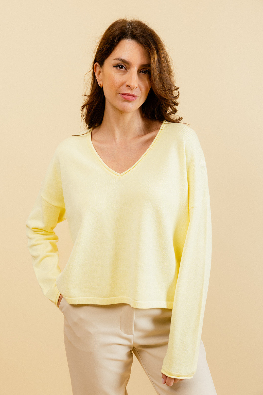 ELISABETH - Pull Jaune Fin Femme