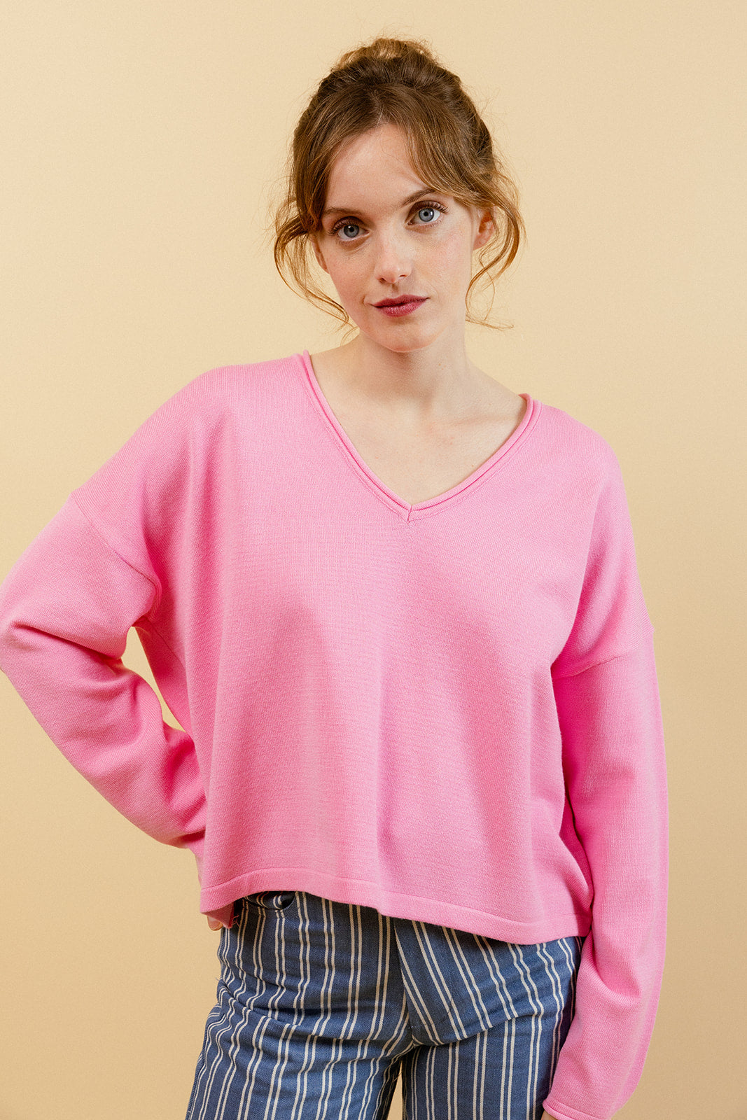 ELISABETH - Pull Rose Fin Femme